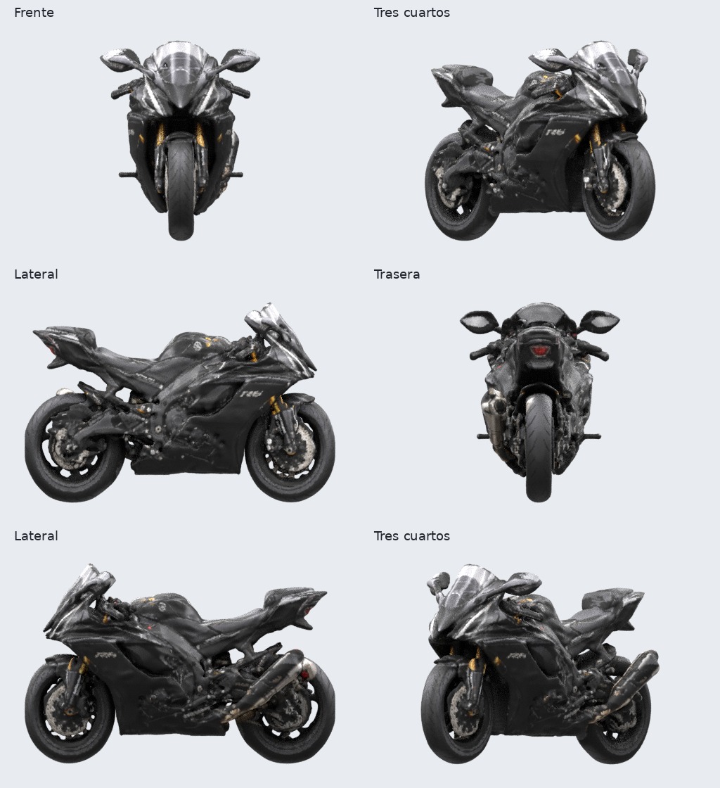 First multiview motorcycle reconstruction, with projected colors